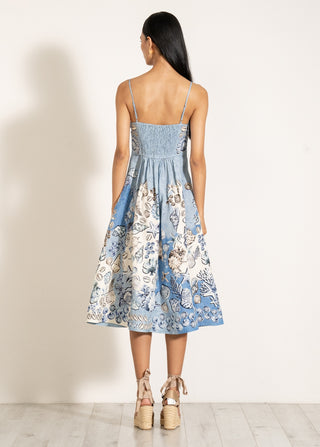 Aria sky blue pleated midi dress