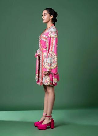 Pink Wrap Dress And Belt by Siddhartha Bansal, available on Indiaspopup.com