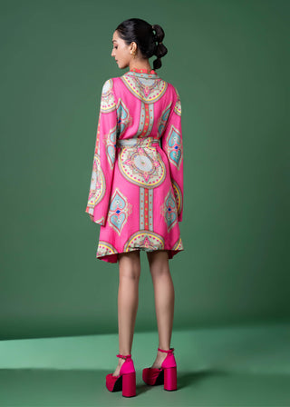 Pink Wrap Dress And Belt by Siddhartha Bansal, available on Indiaspopup.com