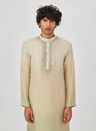 Aisha Rao Men-Mehrad Beige Embroidered Kurta And Pant-INDIASPOPUP.COM