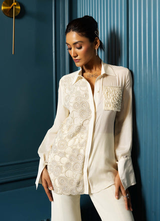 Vail Ivory Shirt And Flared Pants by Charu & Vasundhara available on Indiaspopup.com