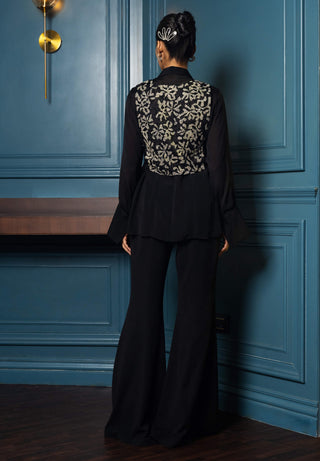 Vanity black shirt and flared pant set