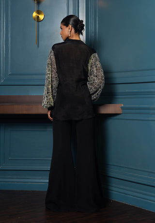 Verena Black Shirt And Flared Pants by Charu & Vasundhara available on Indiaspopup.com