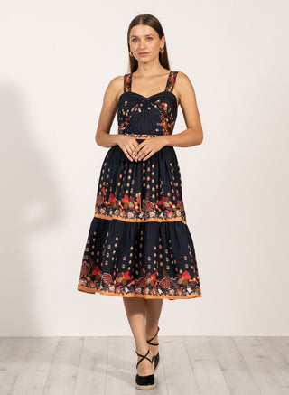 Amelia drapet strap midi dress