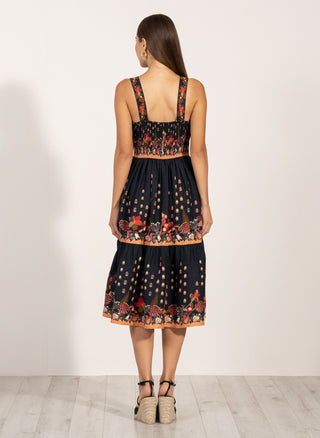 Amelia drapet strap midi dress