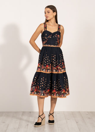 Amelia drapet strap midi dress