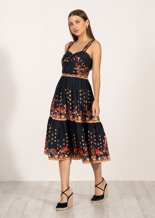 Amelia drapet strap midi dress