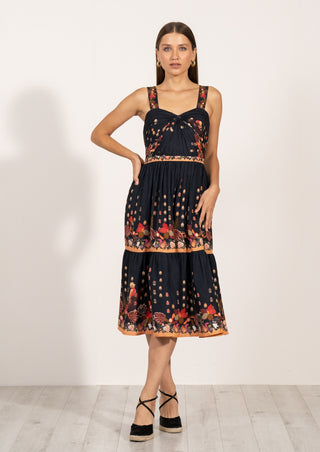 Amelia drapet strap midi dress