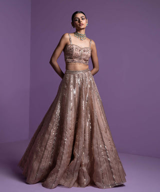 Parul Gandhi-Caramel Blaze Lehenga Set-INDIASPOPUP.COM