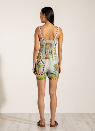 Bliss green bow top and opal shorts