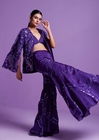 Parul Gandhi-Striking Purple Jacket And Pant Set-INDIASPOPUP.COM