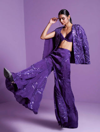 Parul Gandhi-Striking Purple Jacket And Pant Set-INDIASPOPUP.COM