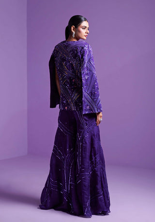 Parul Gandhi-Striking Purple Jacket And Pant Set-INDIASPOPUP.COM