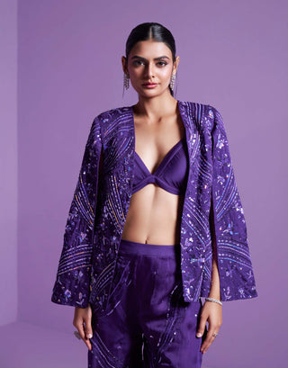 Parul Gandhi-Striking Purple Jacket And Pant Set-INDIASPOPUP.COM