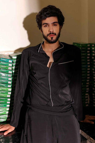 Monochrome black jacket and pant set