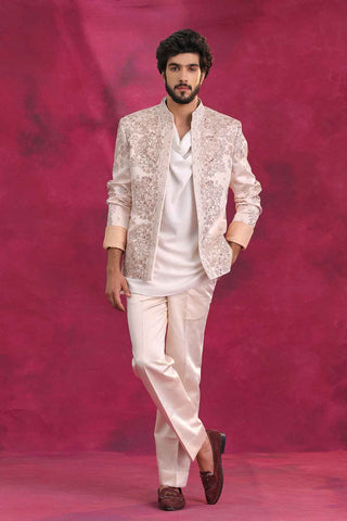 Pale pink bandhgala and trousers
