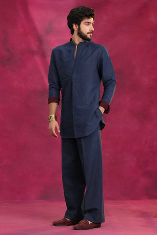 Midnight blue classic shirt kurta and trouser