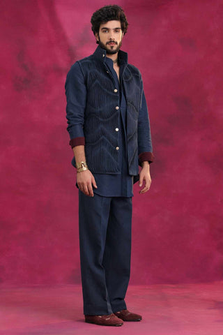 Midnight blue ripple jacket and pant set