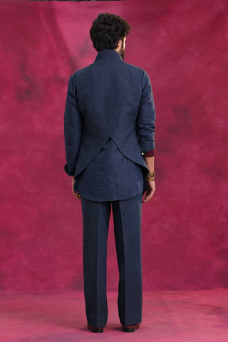 Midnight blue ripple jacket and pant set
