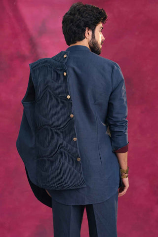 Midnight blue ripple jacket and pant set