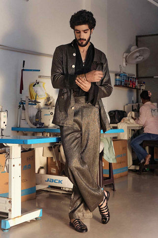 Metallic jacket and pant set