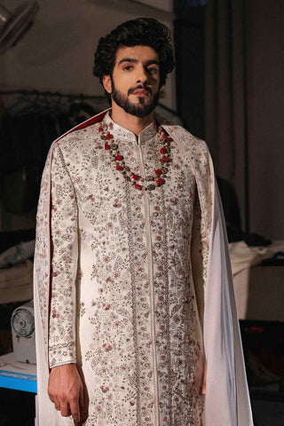 Imperial white sherwani set
