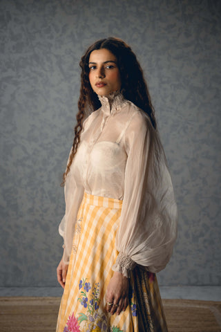 Ivory sunlit shirt with skirt