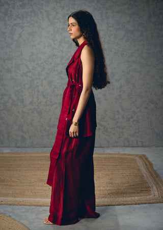 Burgundy alba top with pants