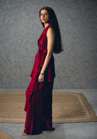 Burgundy alba top with pants