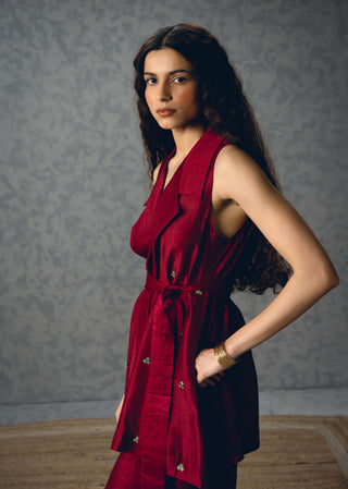 Burgundy alba top with pants