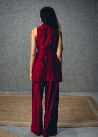 Burgundy alba top with pants