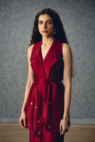 Burgundy alba top with pants