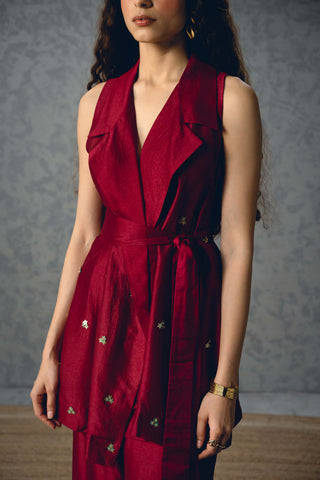Burgundy alba top with pants