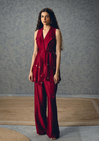 Burgundy alba top with pants