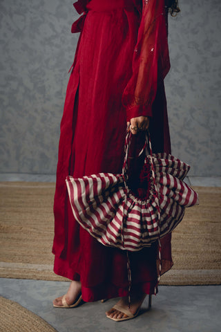 Burgundy nami jacket with top and pants