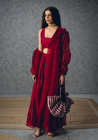 Burgundy nami jacket with top and pants