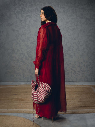 Burgundy nami jacket with top and pants