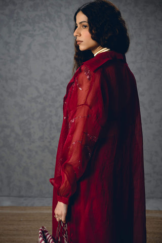 Burgundy nami jacket with top and pants