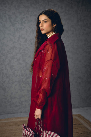 Burgundy nami jacket with top and pants