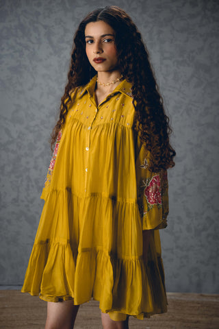 Yellow lana dress with inner