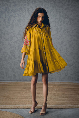Yellow lana dress with inner