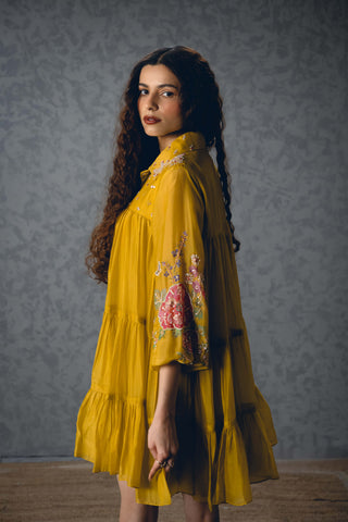 Yellow lana dress with inner