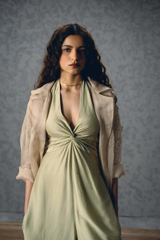 Mint shinju jumpsuit with jacket