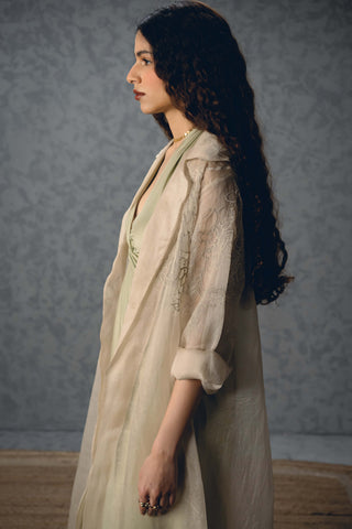 Mint shinju jumpsuit with jacket
