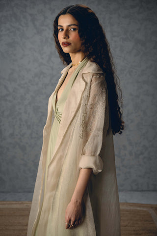 Mint shinju jumpsuit with jacket