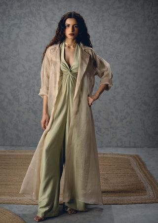 Mint shinju jumpsuit with jacket