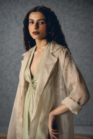 Mint shinju jumpsuit with jacket