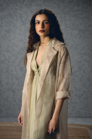 Mint shinju jumpsuit with jacket