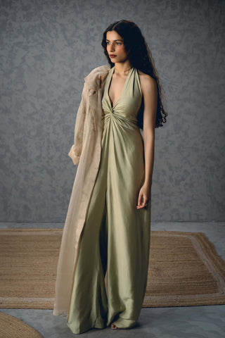 Mint shinju jumpsuit with jacket