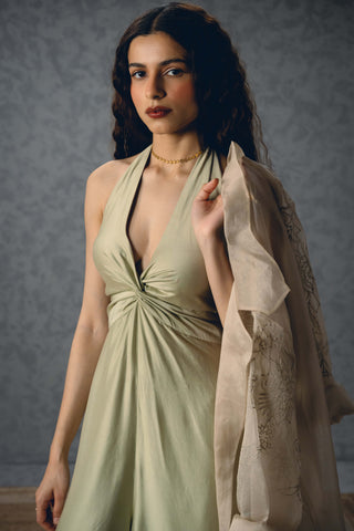 Mint shinju jumpsuit with jacket